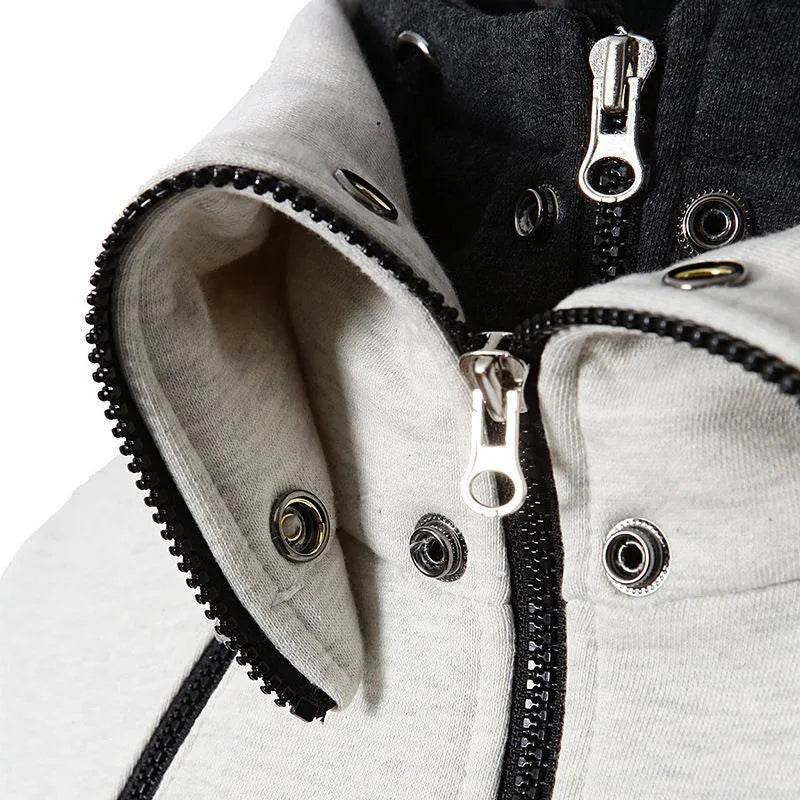 Men's Zip UP Hooded Jacket Fake Two Piece Sports Cardigan Casual Slim Sweatshirt Jacket - Velora