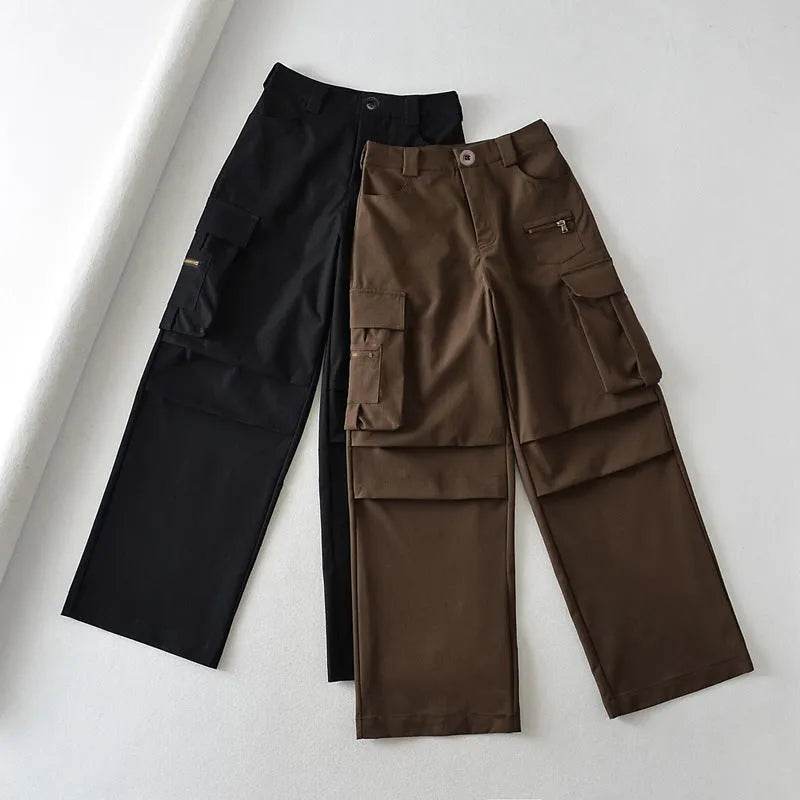 Retro High Waist Multi-pocket Cargo Pants Women - Velora
