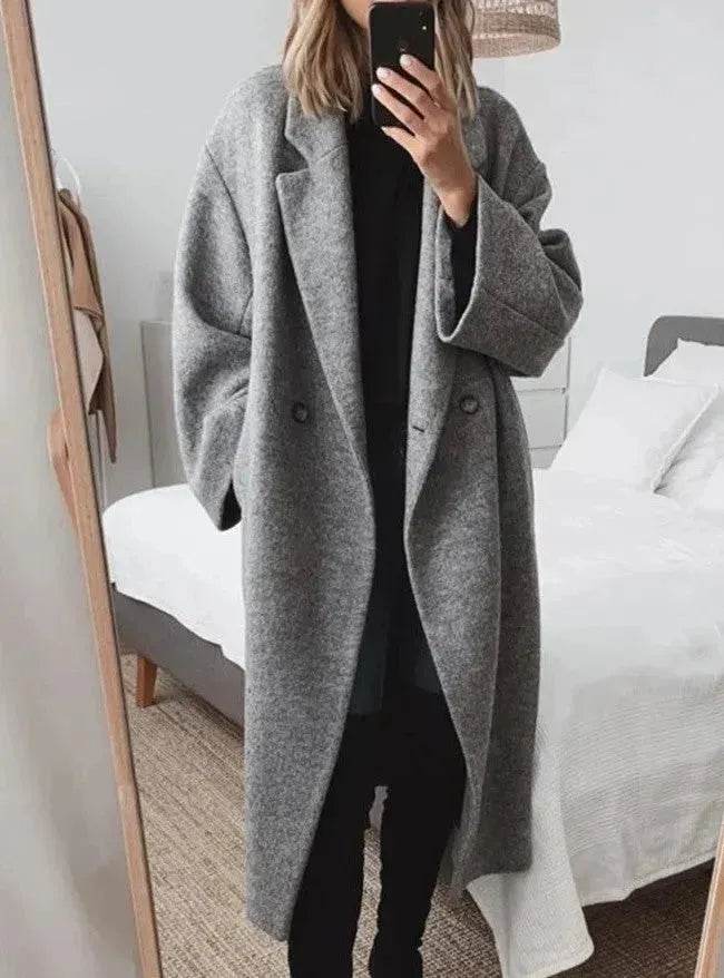 Buy Fall Winter long wool trench coat for women Cashmere trench coat - Velora