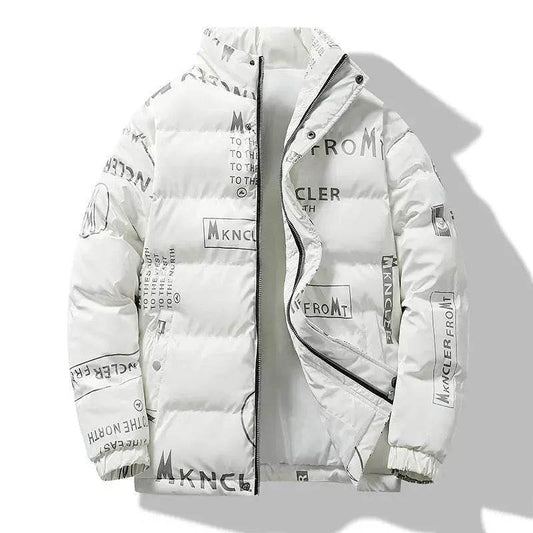 Men's Winter Fashion Printed Zip button Thick Rain Puffer Jacket - Velora