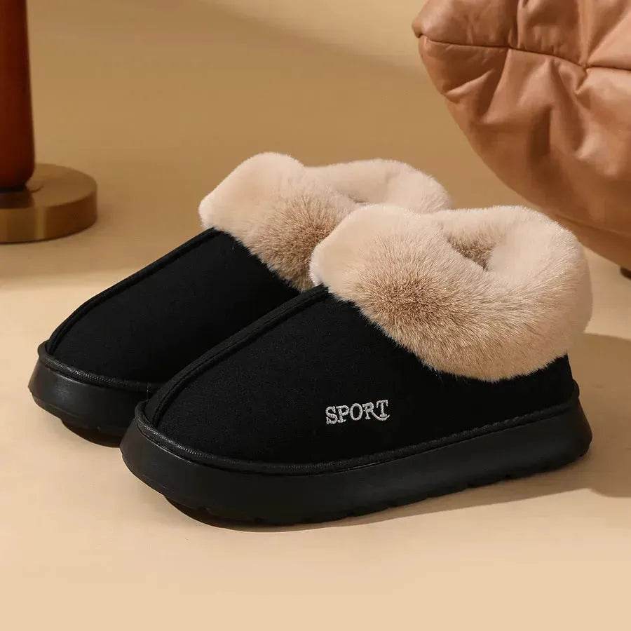 Plush Cotton Shoes For Women Winter Warm Home Slippers Outdoor Snow Boots - Velora