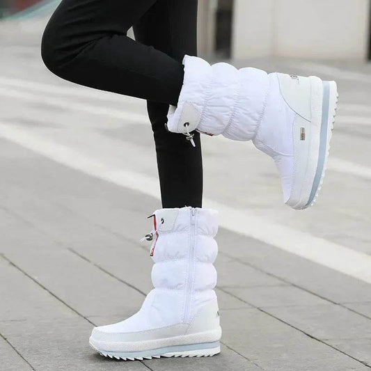 Winter boots New Plus Velvet Thick Cotton Shoes Thermal Middle Tube Waterproof Non-slip Boots - Velora