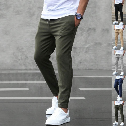 Men's Casual Pants With Pockets Fashion Slim Fit Drawstring Trousers - Velora