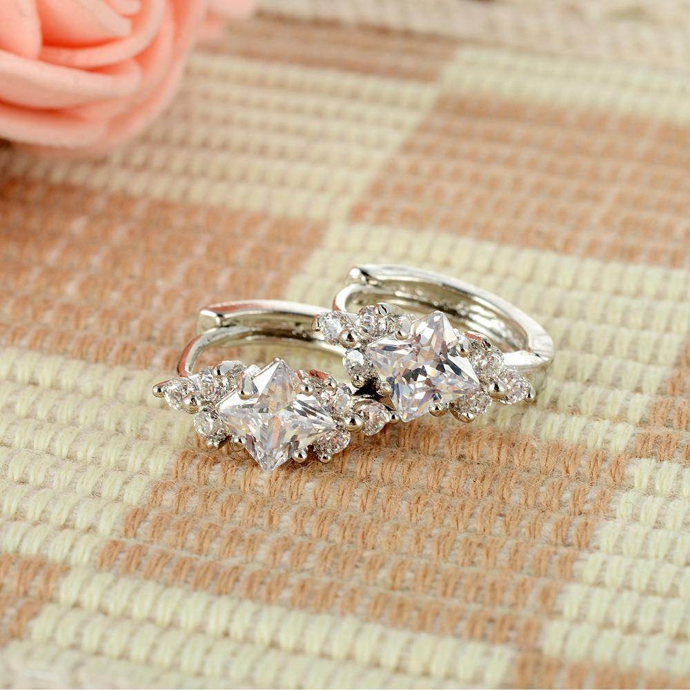 European And American Personalized Square Zircon Earrings - Velora