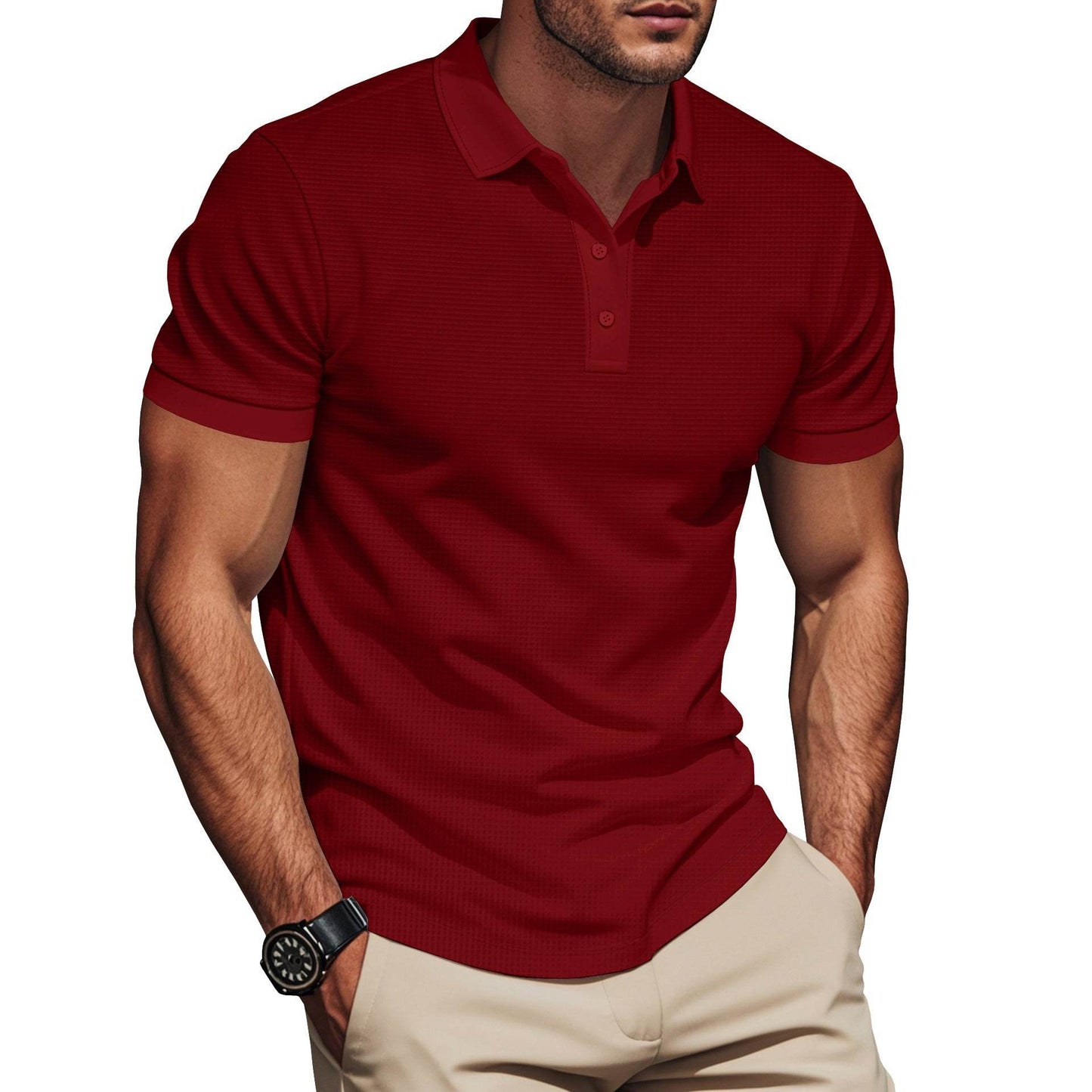 Lapel Color Matching Short Sleeve Plus Size Men - Velora