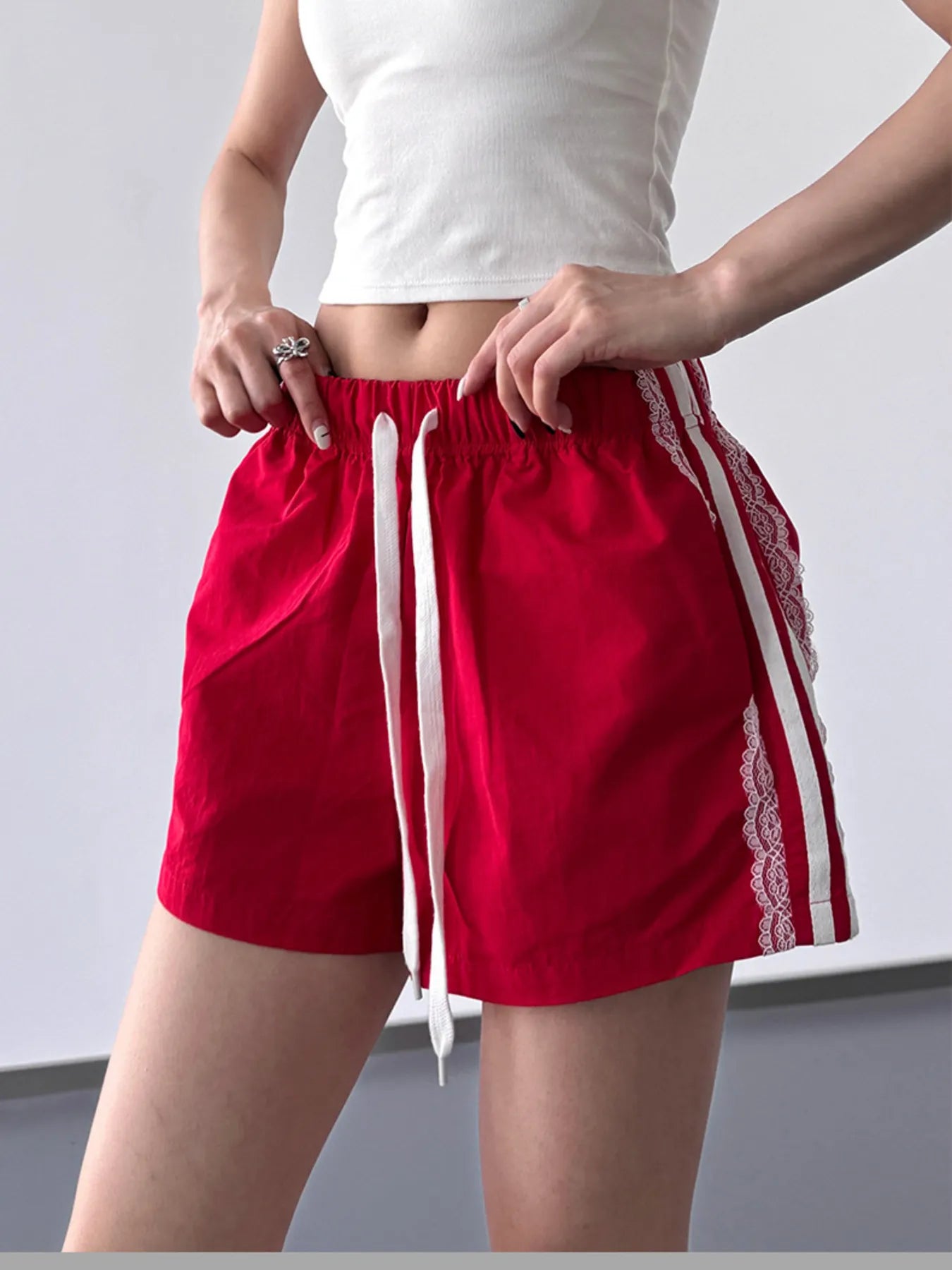 Side Stripe Drawstring Shorts - Velora