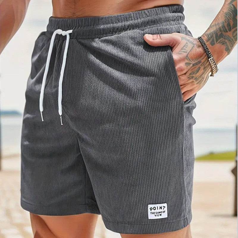 Lace-up Drawstring Shorts Summer Corduroy Sports Short Pants Mens Clothing - Velora