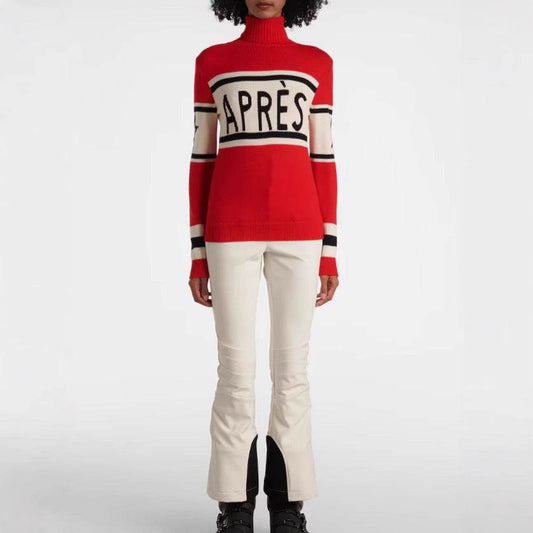 Letter Stripes Jacquard Knitted Slim Fit Sweater Women - Velora