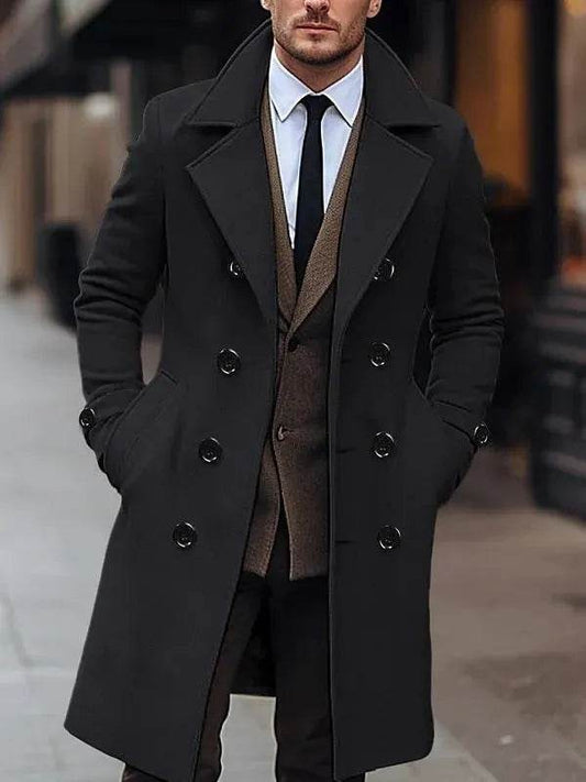 Fall Winter Men Woolen Coat Double Breasted Overcoat for men - Velora