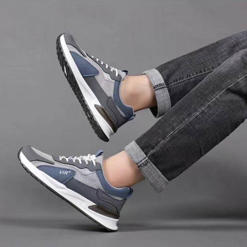 Men's Color Block Mesh Shoes Fashion Casual Lace-up Sneakers Outdoor Breathable Running Sports Shoes - Velora