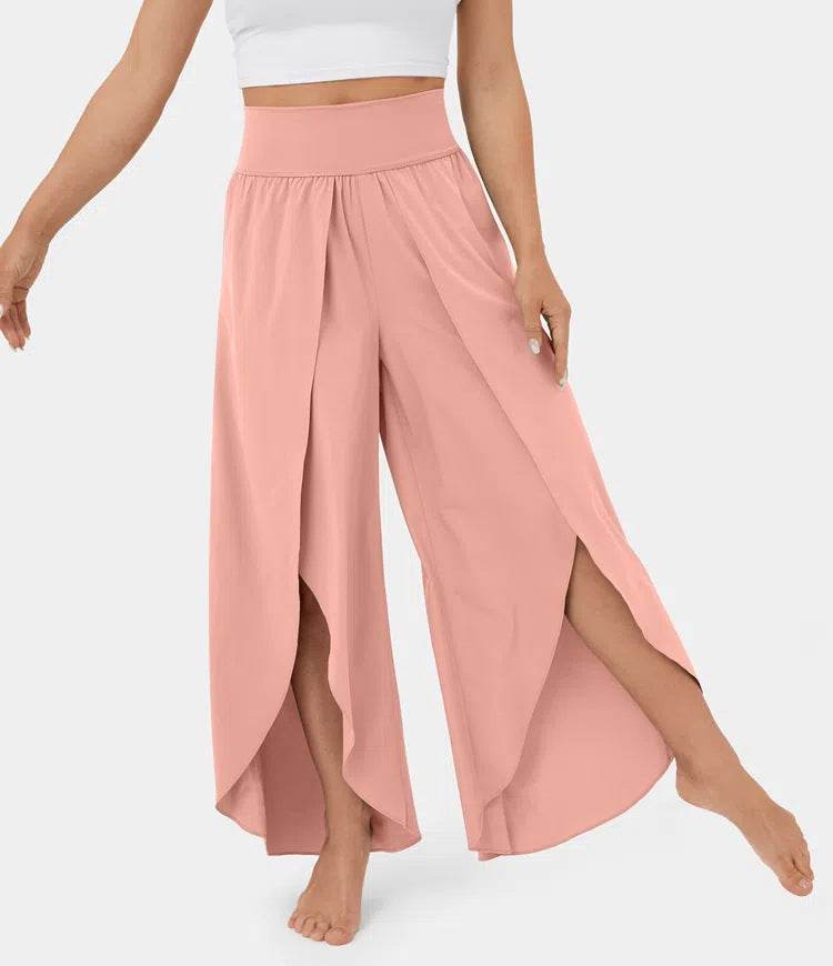 Loose Split Yoga Pants Summer Elastic High Waist Wide Leg Trousers Women's Fashion Versatile Clothing - Velora