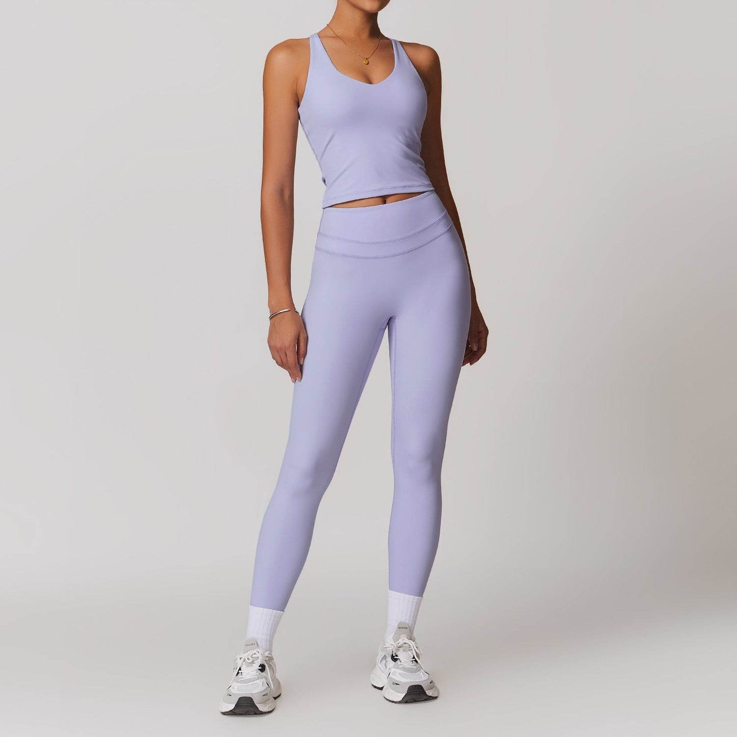 2pcs Nude feel short sleeve Workout Clothes for women Yoga Gym Clothes set - Velora