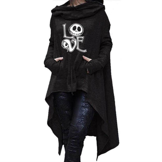 Long Sweatshirts Woman Irregular Letters Cloak Halloween - Velora