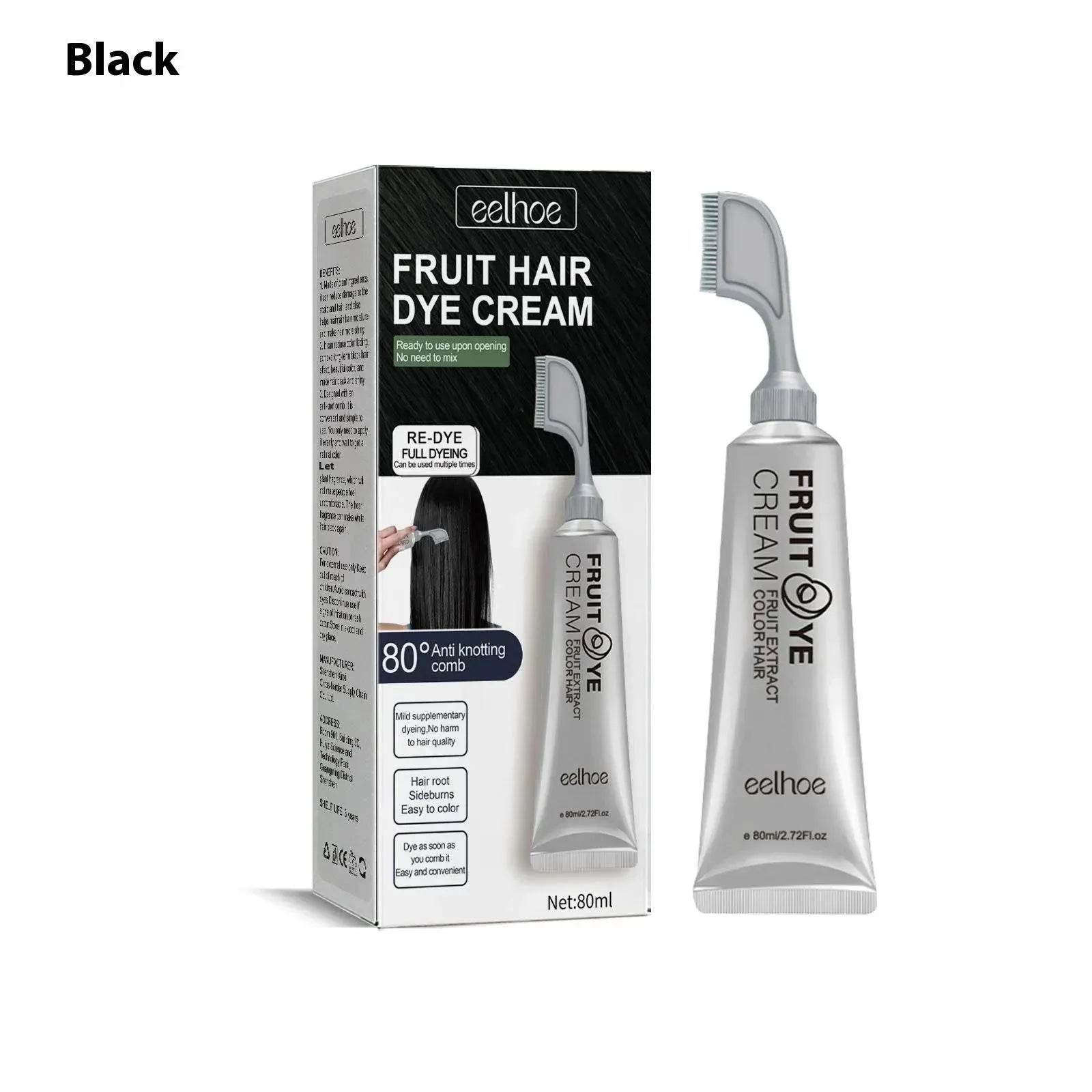 EELHOE Fruit And Vegetable Hair Dye Color Cream Black Hair Dye - Velora