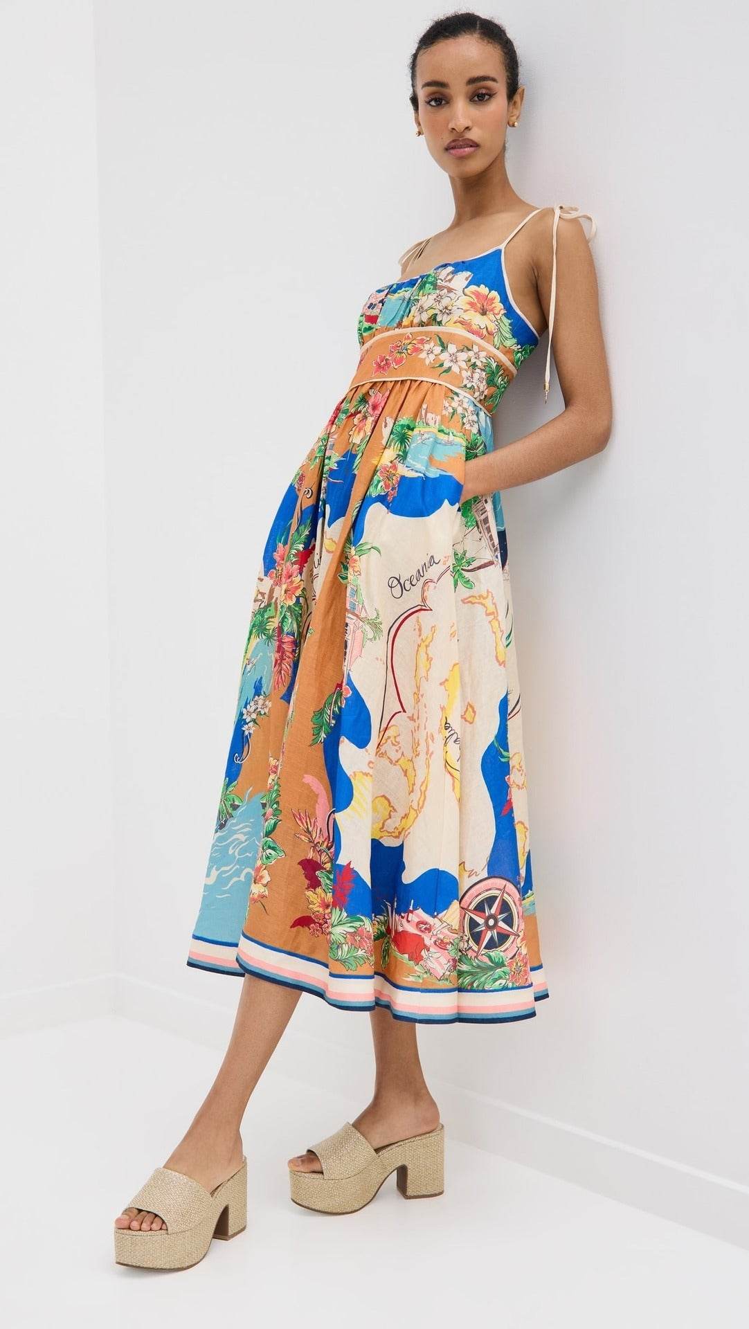 Elegant Ladies Spaghetti strap Vacation Resort Boho Floral Summer Maxi dress - Velora