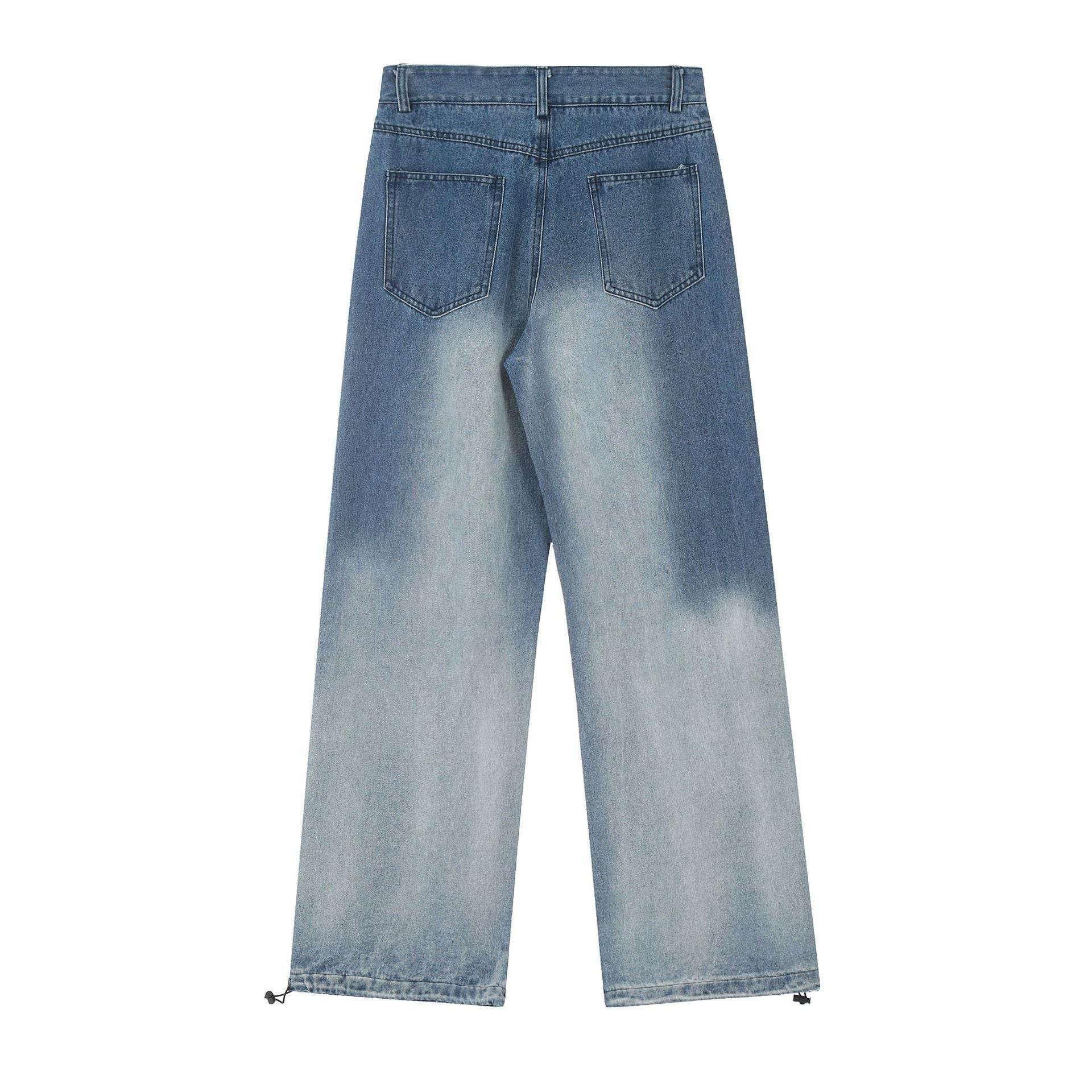 Gradient Tie-dye Straight-leg Denim Trousers Men Jeans - Velora