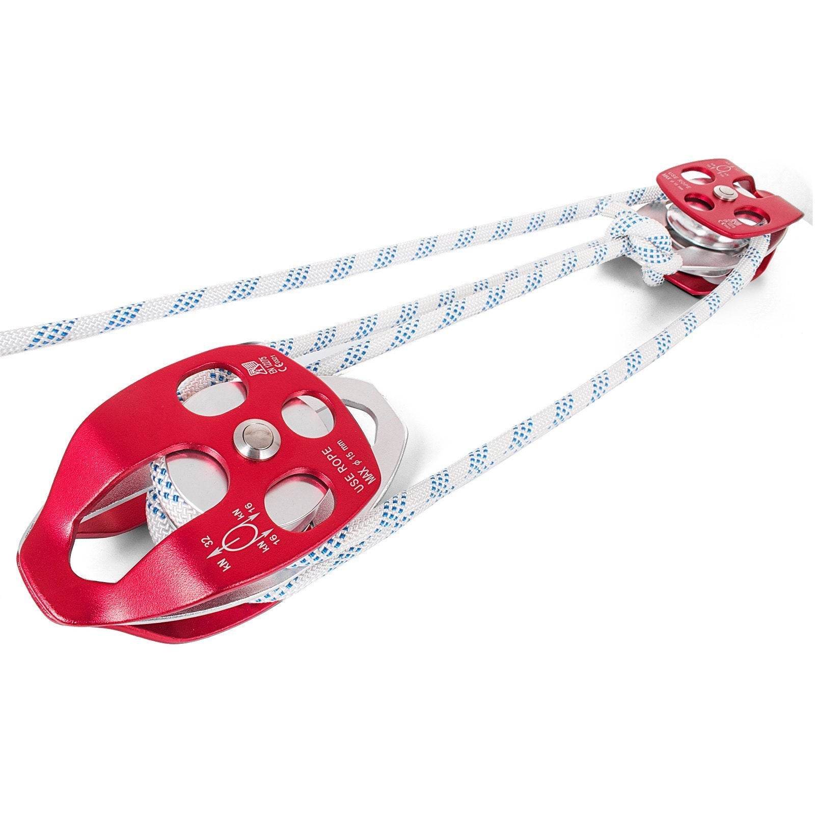 Twin Sheave Block And Tackle 1 2 X 200Ft Twin Sheave Block With Braid Rope 30-35KN 6600-7705LBS Double Pulley Rigging - Velora