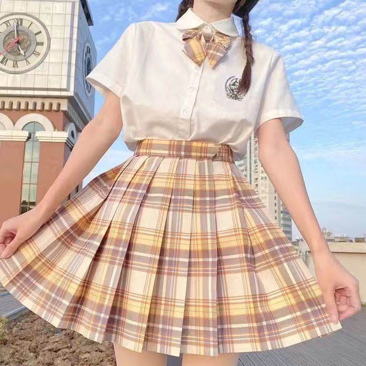 Student Jk Plaid Skirt Preppy Style Mini Pleated Kilt Skirt - Velora