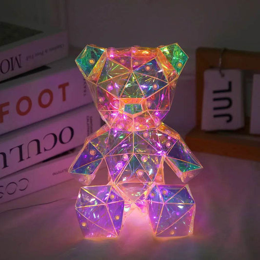 Laser Cross-border Colorful Bear Birthday Christmas Gift Diy Decoration Valentine's Day Gift Bear Night Light - Velora