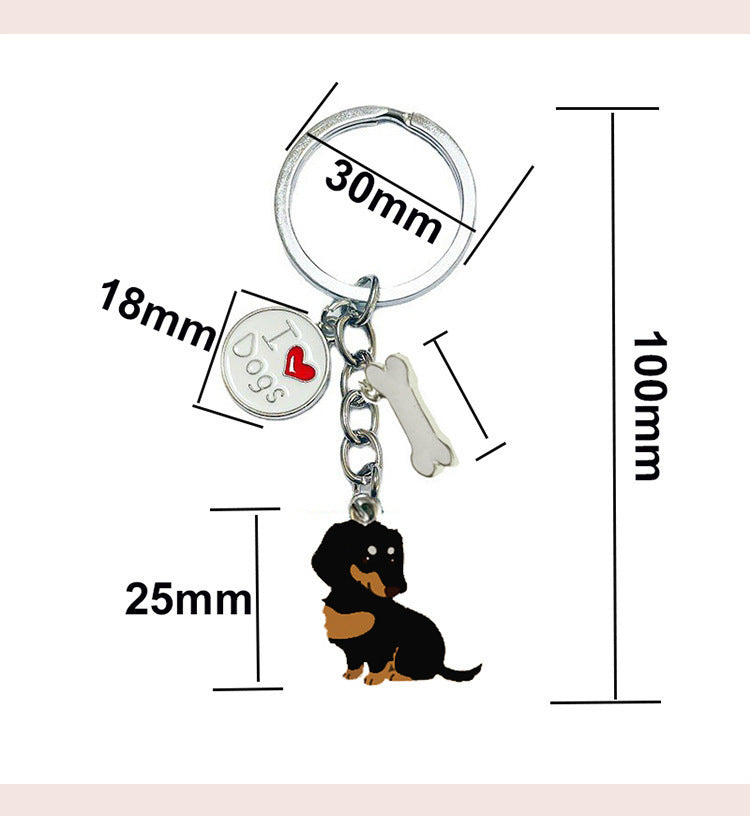 American Style Pet Dog Wax Metal Keychains