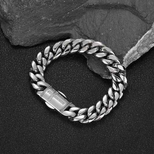 Stainless Steel Cuban Link Chain Personality Bracelet - Velora