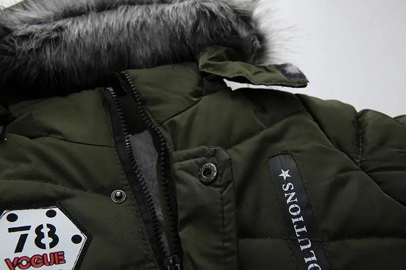 Fashion Boys Thicken Letter Print Hooded Cotton Jacket - Velora