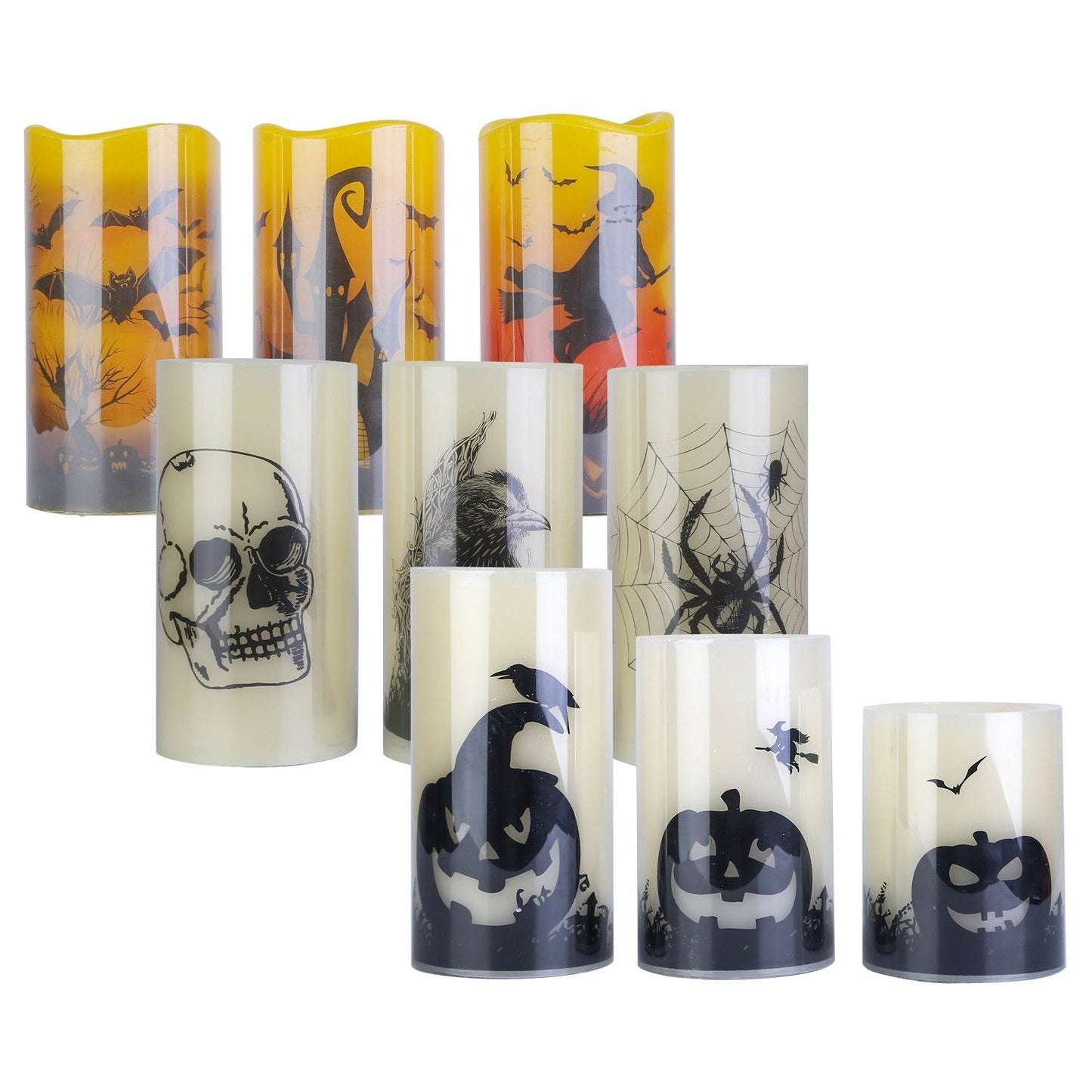 3 Pack Halloween Flameless Candle Lamp With Timer Setting Battery Operated Warm Orange Light Candles For Halloween Party Decoration - Velora