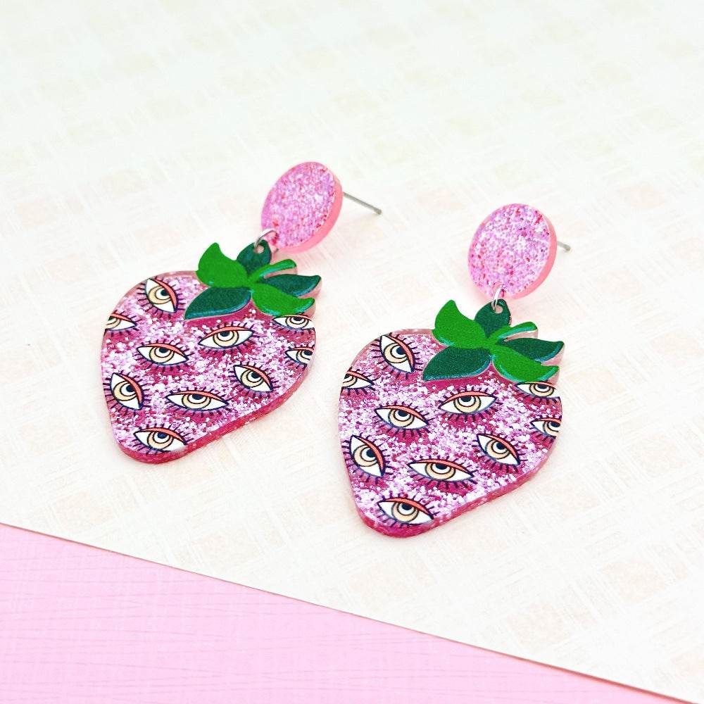 Halloween Day Ornament Colorful Ghost Eyes Funny Acrylic Earrings For Women - Velora