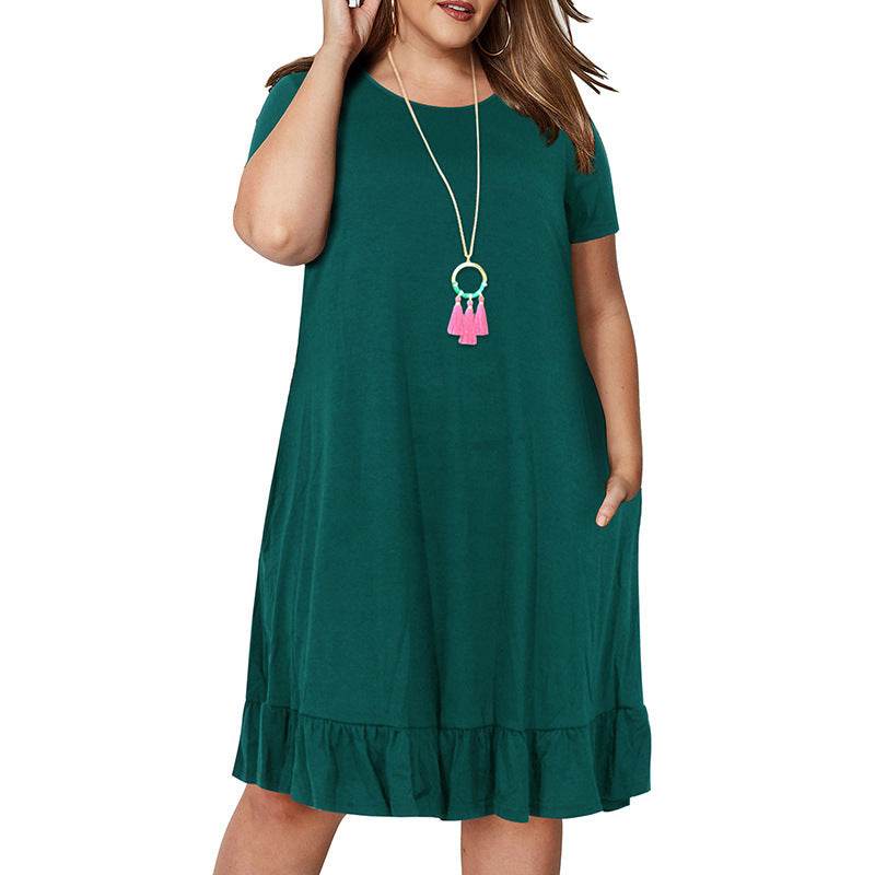 Plus Size Summer Dresses Round neck Short Sleeve Mini dress - Velora