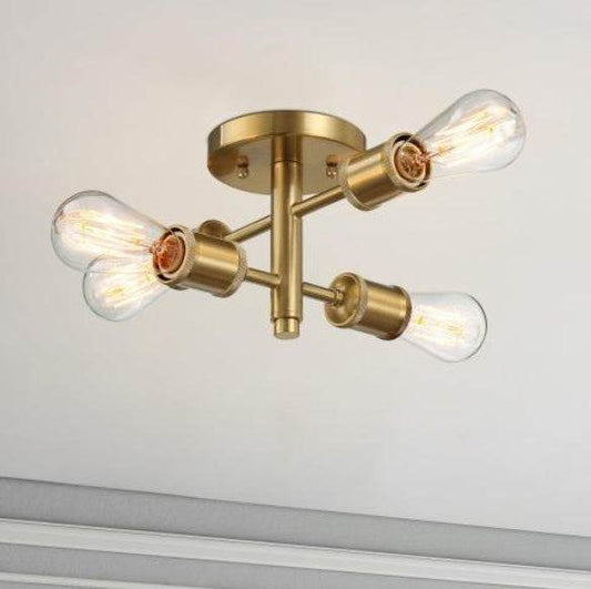 Ephemeral Four Lights Semi Flush Mount Retro Hallway Kitchen Bedroom Living Room Ceiling Pendant 11 W X 6.5 H - Velora
