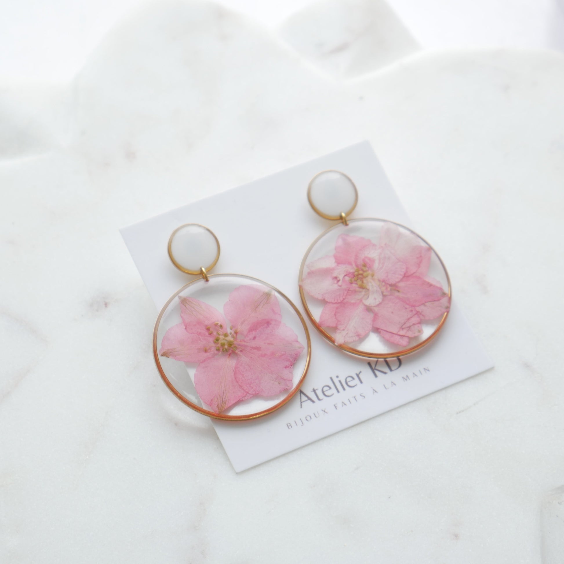 Boucles d'oreilles duo Delphine - 40mm et rond blanc - Velora