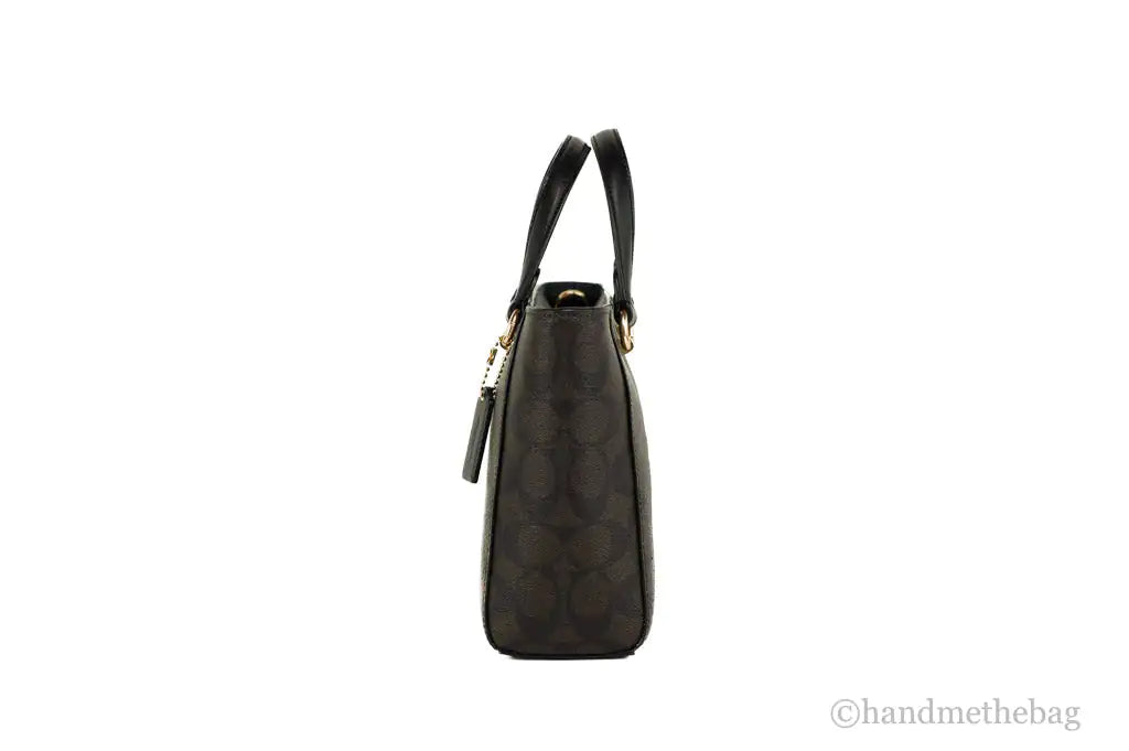 Coach (CA613) Alice Small Brown Black Crossgrain Leather Satchel Crossbody Convertible Bag