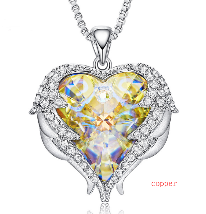 Swarovski Crystal Heart Angel Necklace in S925 Silver