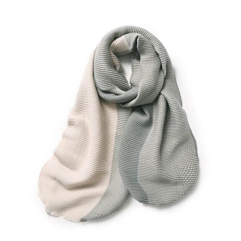 Gradient Mixed-color Scarf Winter Double-sided Wrinkled Imitation Cashmere Scarf Popular Versatile And Elegant Shawl For Women - Velora
