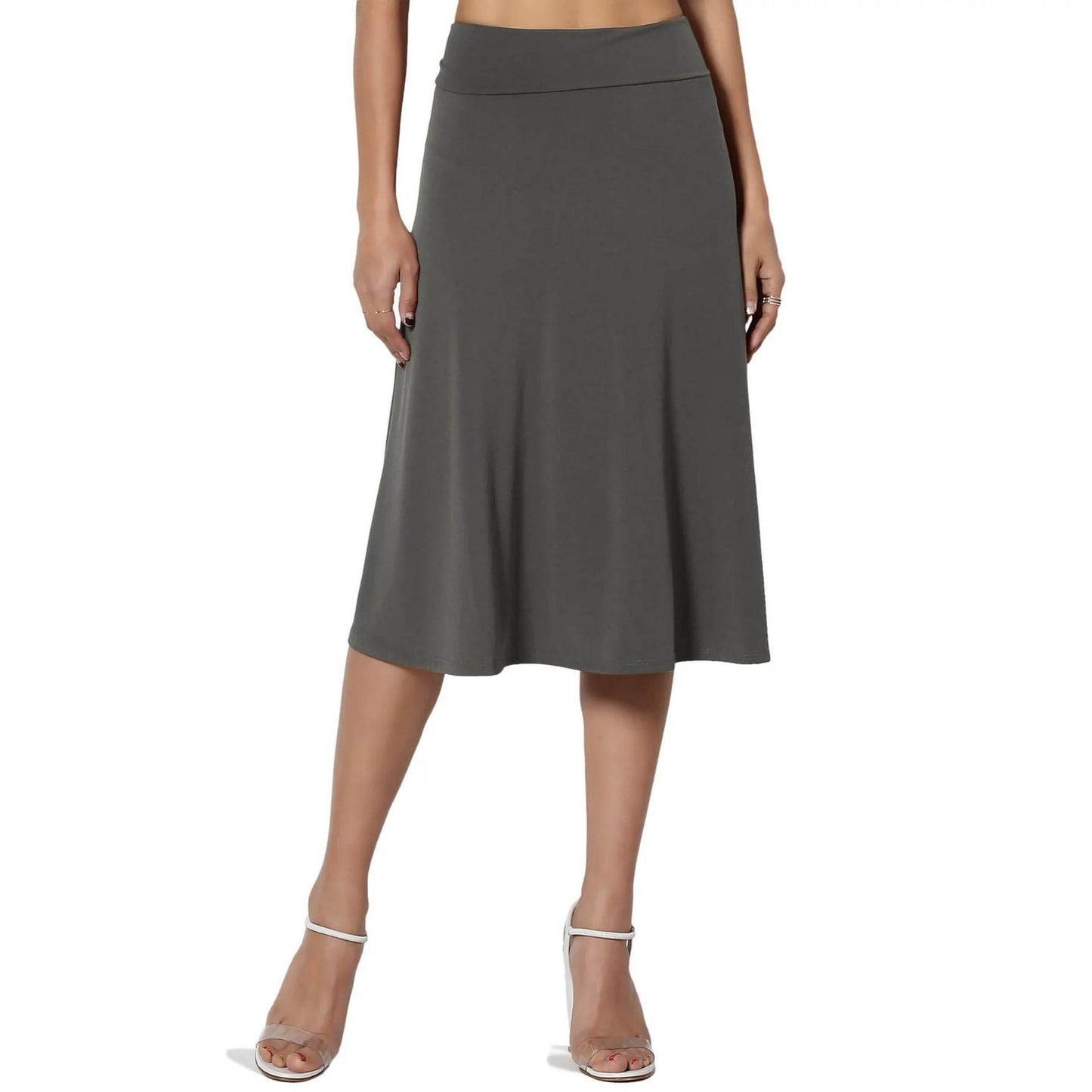 Women's casual High Waist flared Midi Skirt - Velora