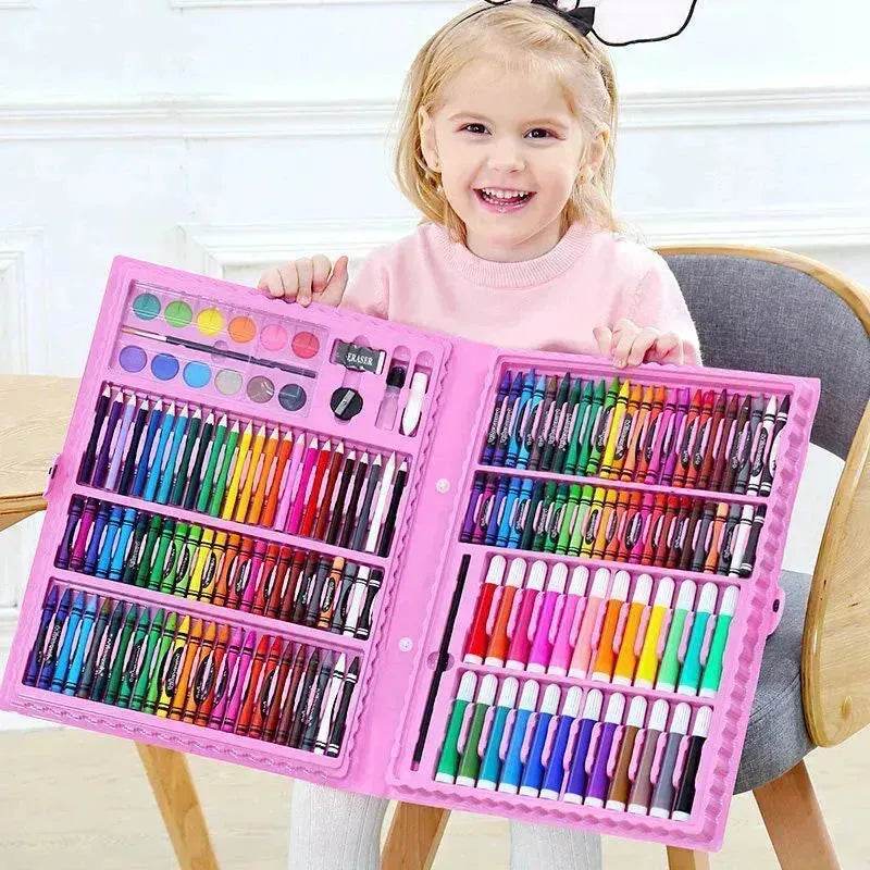 Double Panel Easel Version Watercolor Pen Set Brush Crayon Oil Pastel Children Painting Coloring Drawing Art set. - Velora