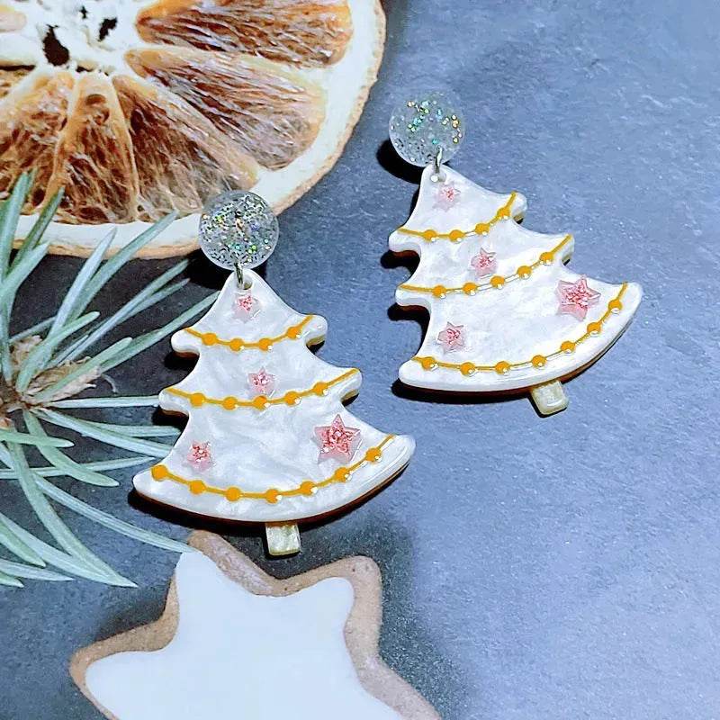 Sweet Christmas Tree Earrings With Rhinestones New Fashion Christmas Acrylic Earrings Women's Jewelry - Velora