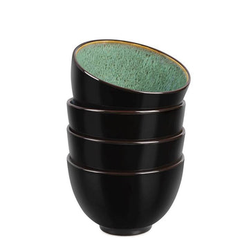Creative Western Food  Kiln Change Peacock Green Bowl Pant 24oz Bowl Set Of 4 For Cereal, Salad, Pasta, Soup, Dessert, Serving Dishwasher, Microwave And Oven