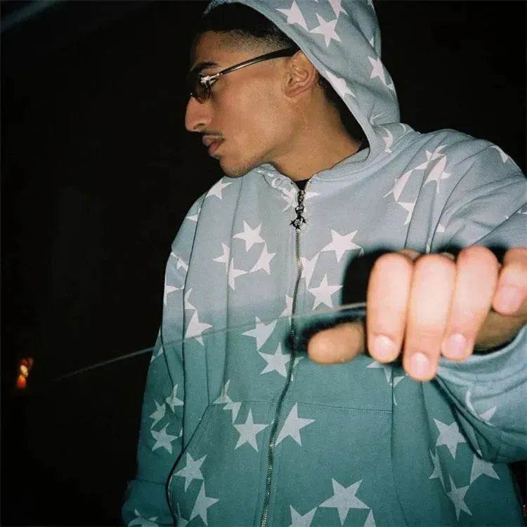 Fall Winter street Hip pop Unsex zip-up Hoodie Cardigan Outwear - Velora