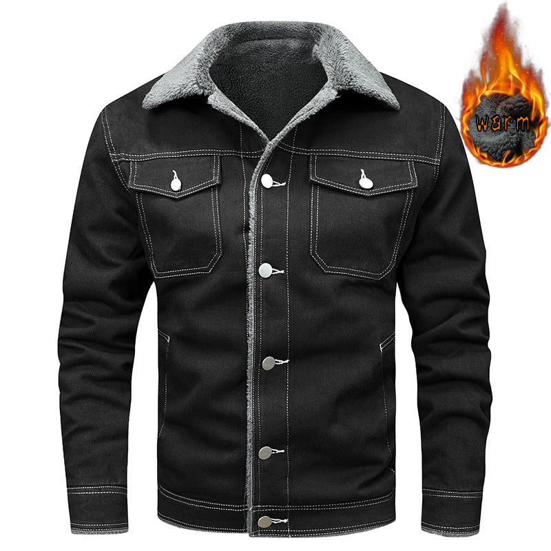 Denim Coat Fleece-lined Men Fashion Brands Jacket