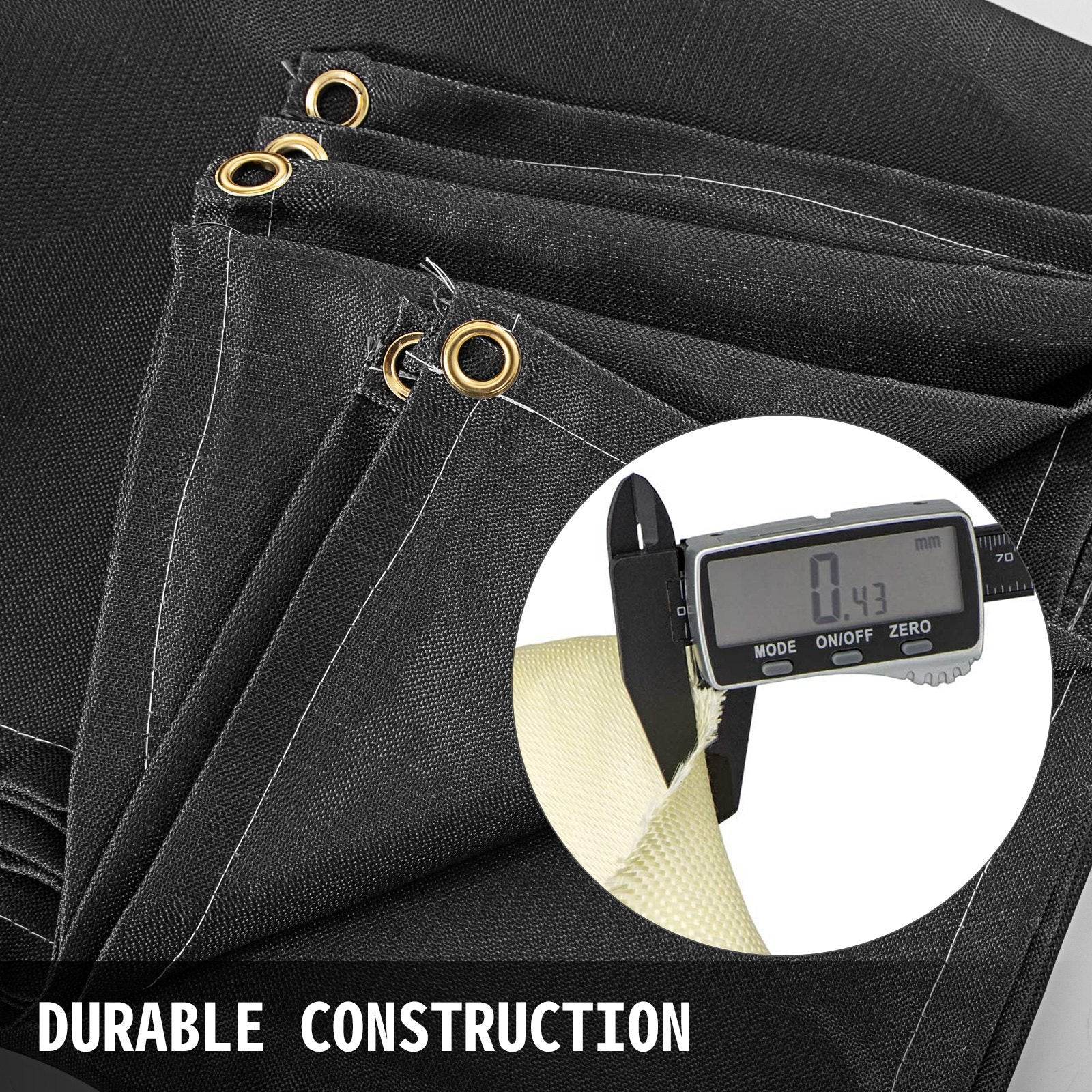 8 X 10 Ft Welding Blanket Black Fiberglass Blanket Portable Fiberglass Fire Retardant Blanket Welding Mat Welding Fireproof Thermal Resistant Insulation With Carry Bag - Velora