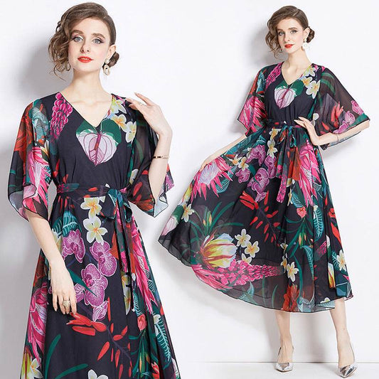 Gentle Elegant Tencel Skirt Elegant Drape Printing - Velora