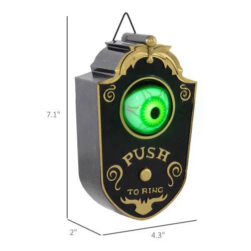 HOMCOM 7.1 Halloween Decoration, Animatronic Doorbell With Simulation Light-up Eyeball, Sound And Motion Activated Animated Prop W Piercing Doorbell Sound - Velora