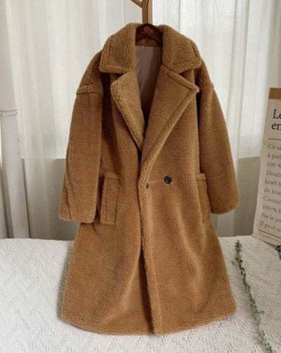 Lapel Lamb Fleece Coat With Pockets Faux Fur Coat Winter Warm Thickening Long Windbreaker Women's Clothing - Velora