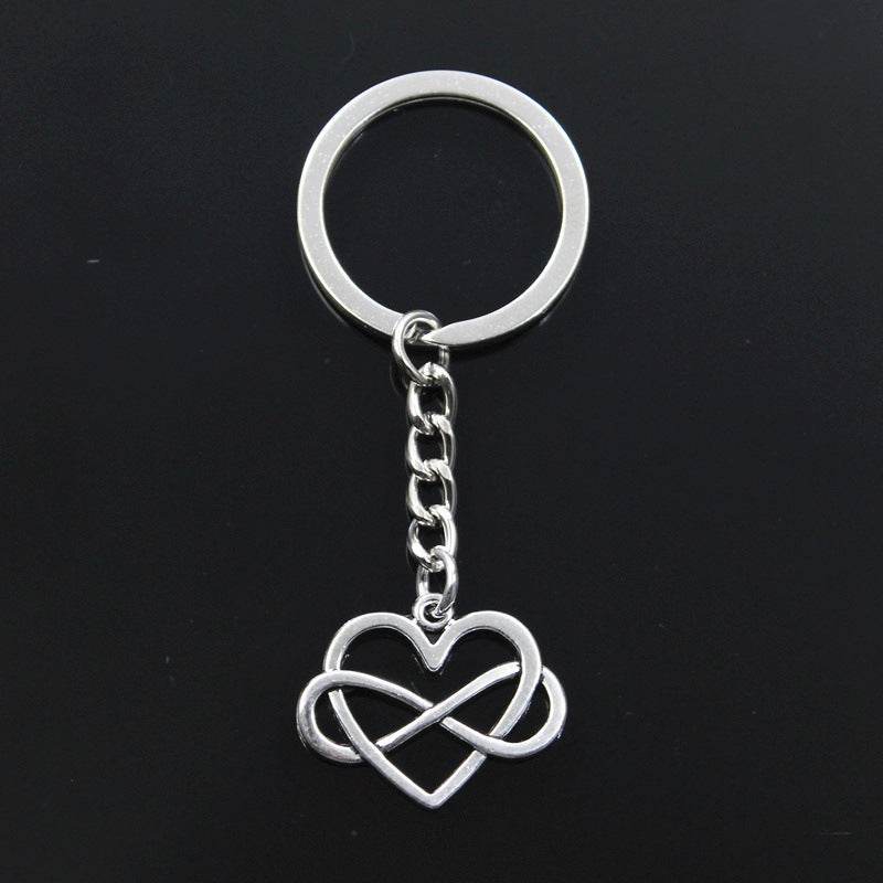 Men's And Women's Fashion Hollowed Heart Shape Eight-character Winding Keychain - Velora