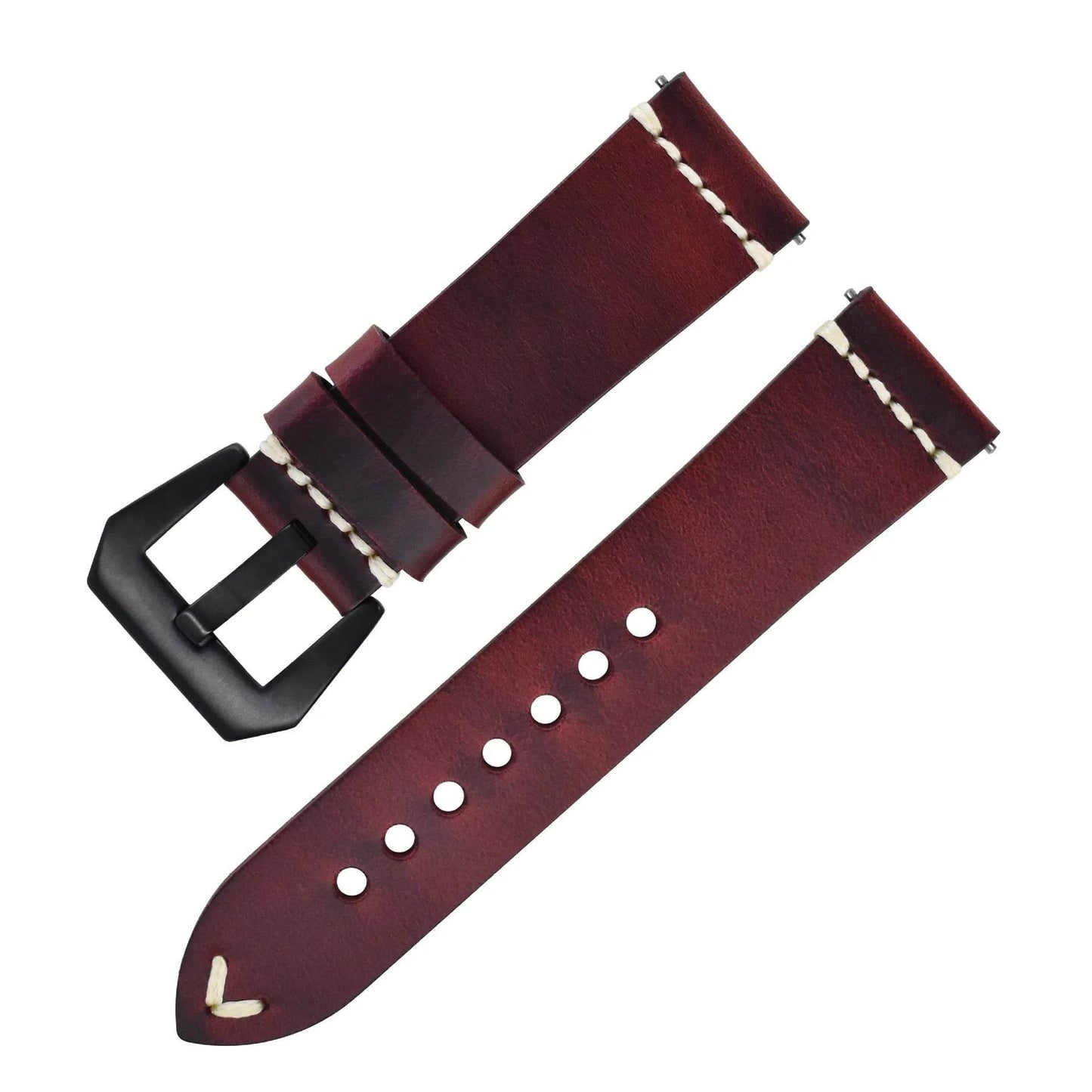 Discoloring Oil Wax Top Layer Cowhide Watch Strap - Velora
