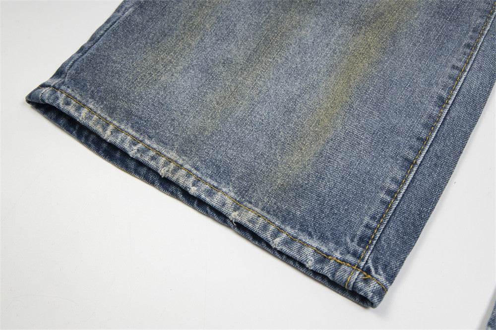 Punk Make Old Ripped Letter Denim Trousers Men Jeans - Velora