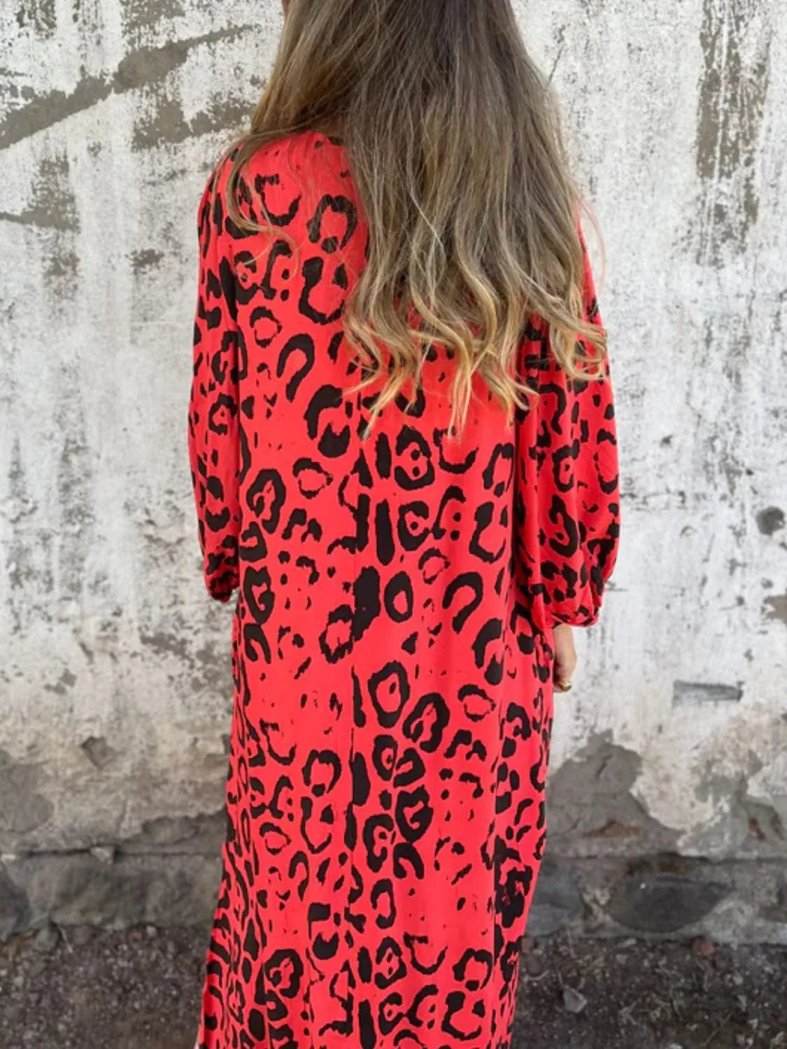 Full Size Printed V-Neck Dress with Pockets Plus Size - Velora