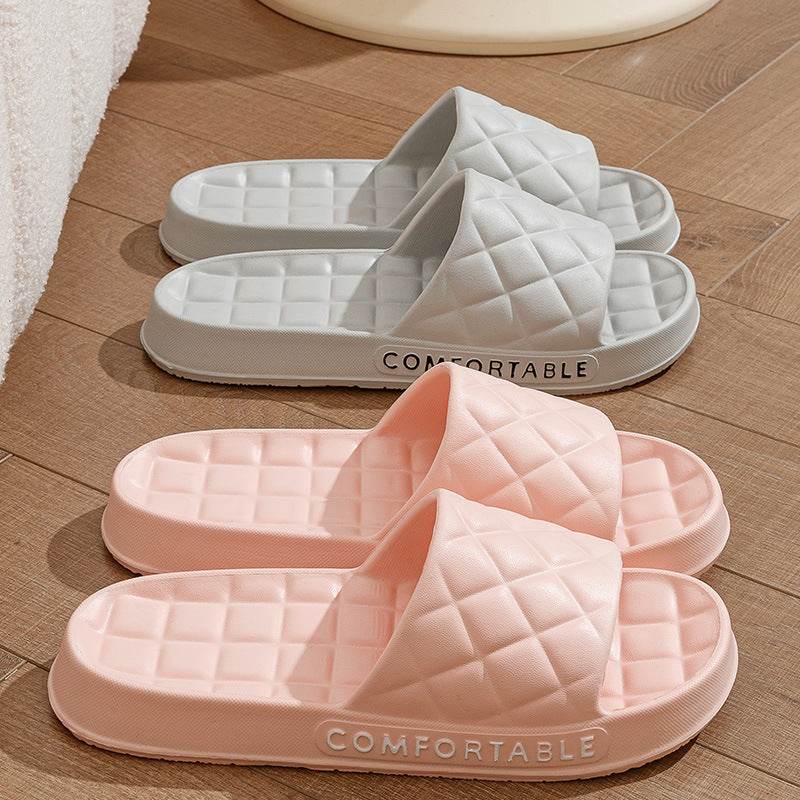 Men's Home Slippers With Plaid Design Soft-soled Silent Indoor Floor Bathing Slippers Women House Shoes Summer - Velora