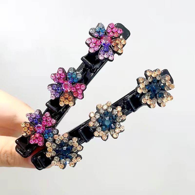 Girls Floral Rhinestone Bling Hair clip Hair Accessories - Velora